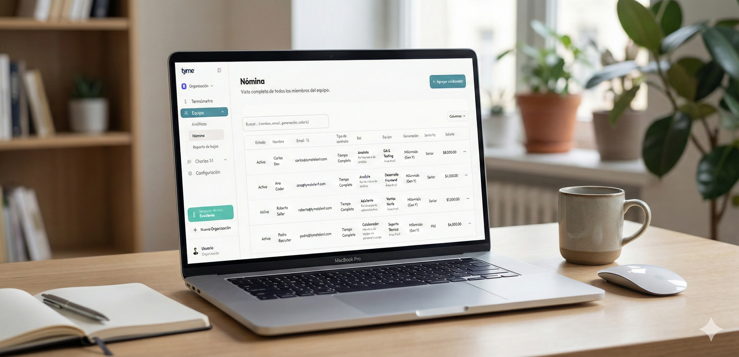 Visibilidad clara del equipo